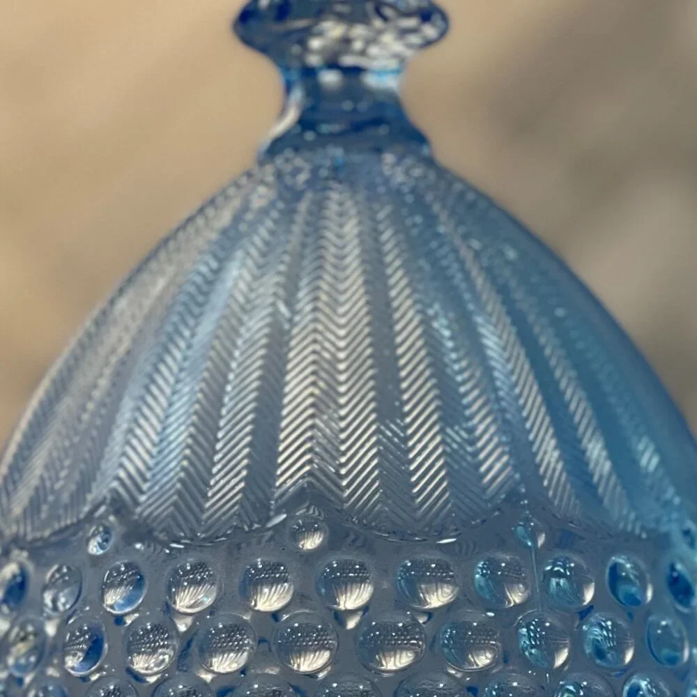 Gorham Crystal Blue Hobnail Egg Shaped Candy Dish - Picture 12 of 16